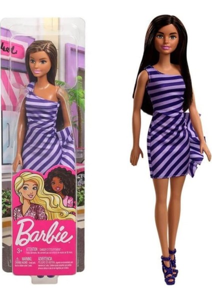 Pırıltı Barbie Bebekler Mor Elbiseli T7580-FXL69