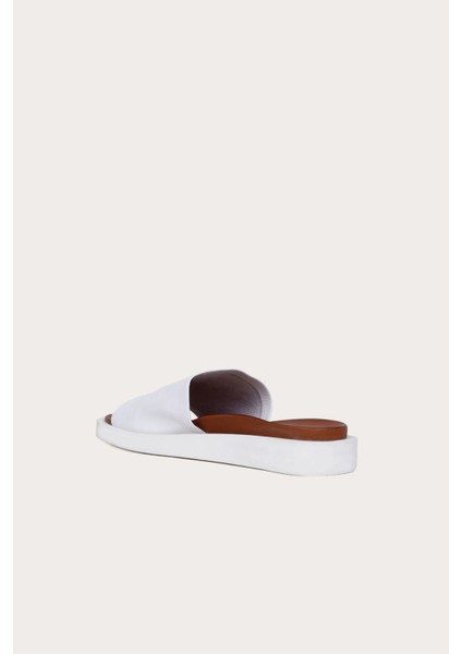 Beyaz Deri Kadın Düz Terlik fırsatları