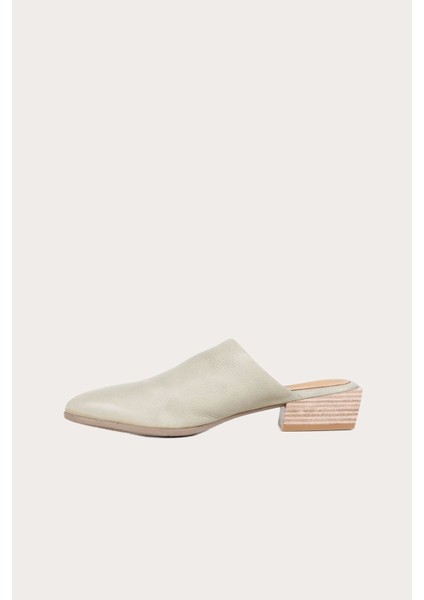 Haki Deri Kadın Düz Terlik modelleri