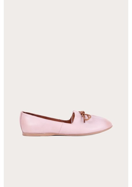 Gül Kurusu Deri Kadın Düz Babet