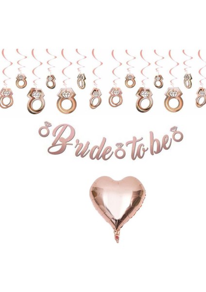 Bride To Be Kaligrafi Banner Rose Gold Ile Bekarlığa Veda