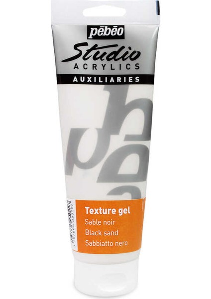 Sand Textured Gel Studio - Pebeo Kum Dokulu Jel - Siyah - 250 ml Tüp