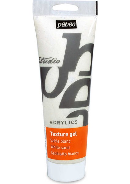 Sand Textured Gel Studio - Pebeo Kum Dokulu Jel - Beyaz - 250 ml Tüp