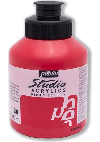 Studio Akrilik Boya 500 ml Kavanoz 171-20 Quinacridone Scarlet