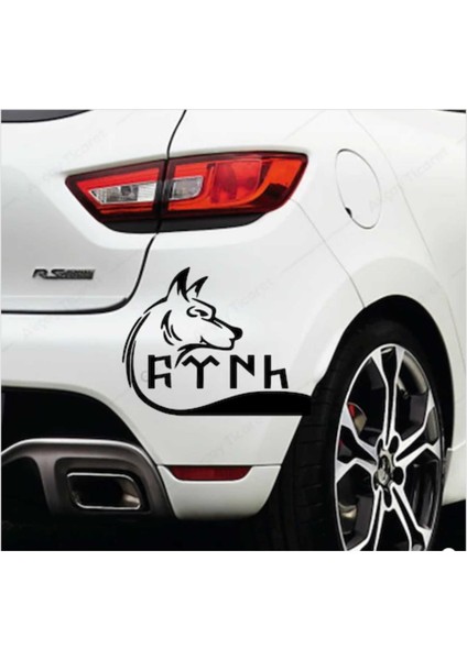 Göktürkçe Türk Yazı ve Kurt Araba Sticker 00920