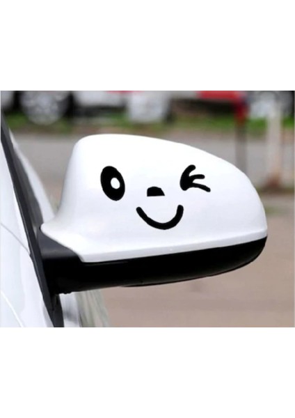 2 Adet Araba Araç Oto Yan Ayna Gülen Yüz Araba Sticker 00968
