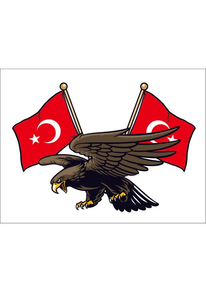 Kartal Türk Bayrağı Ay Yıldız Sticker 00941