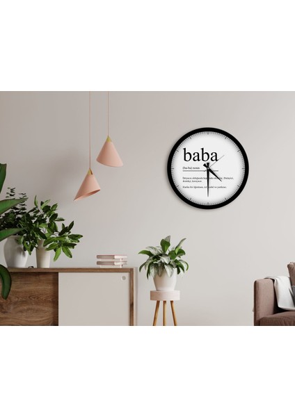 Gift Baba Tasarımlı 45CM Ahşap Duvar Saati-1