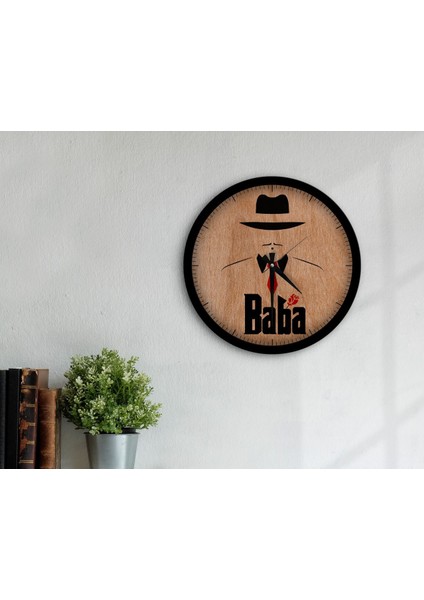Gift Godfather Baba Tasarımlı 45CM Ahşap Duvar Saati-17