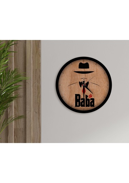 Gift Godfather Baba Tasarımlı 45CM Ahşap Duvar Saati-17