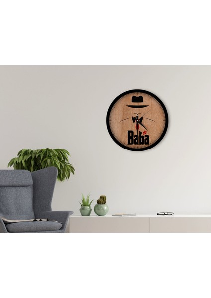 Gift Godfather Baba Tasarımlı 45CM Ahşap Duvar Saati-17