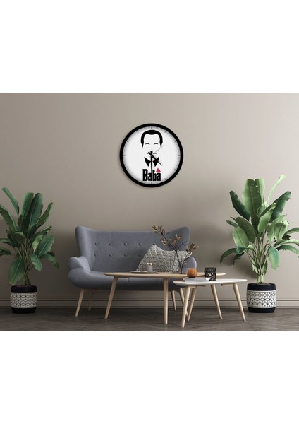 Gift Godfather Baba Tasarımlı 45CM Ahşap Duvar Saati-8