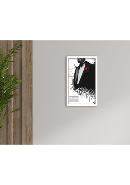Gift Godfather Baba Tasarımlı Dekoratif Ahşap Beyaz Çerçeveli Tablo-21