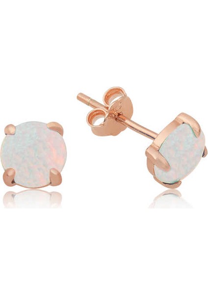 Gümüş Beyaz Opal Taş Küpe