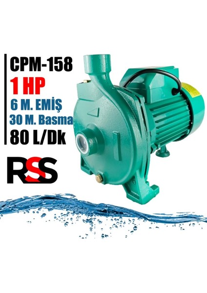 Italy Style CPM158 1 Hp Su Pompası Santrifüj Pompa 30MSS 80 L/dak