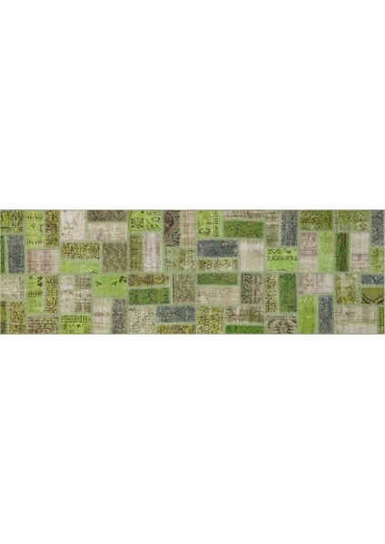 Patchwork Yeşil P_05 96X295CM 2.83 M2 El Dokuma Halı