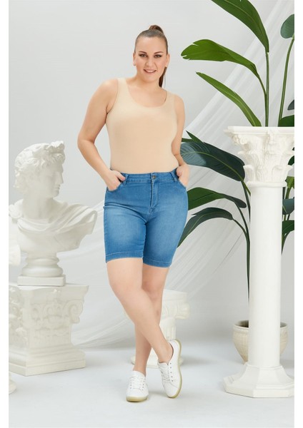 Büyük Beden Buz mavi Şort