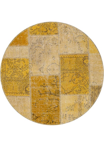 Patchwork Sarı P_25 120X120CM 1.44 M2 El Dokuma Halı