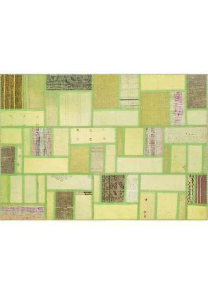 Patchwork Yeşil P_52 120X170CM 2.04 M2 El Dokuma Halı