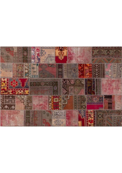 Patchwork Kahverengi P_141 200X308CM 6.16 M2 El Dokuma Halı