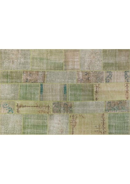 Patchwork Yeşil P_150 197X300CM 5.91 M2 El Dokuma Halı