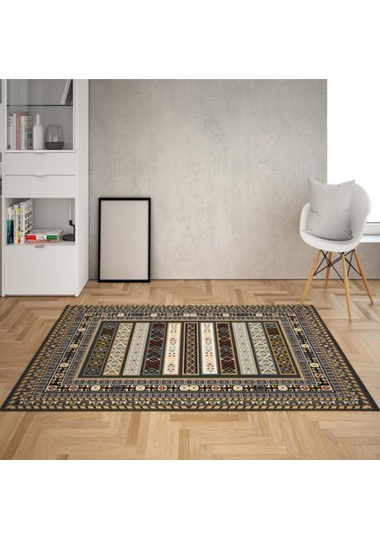 Kilim Desenli Dijital Baskı Yıkanabilir Kaymaz Taban Etnik Salon Halısı ve Yolluk(Kgri)