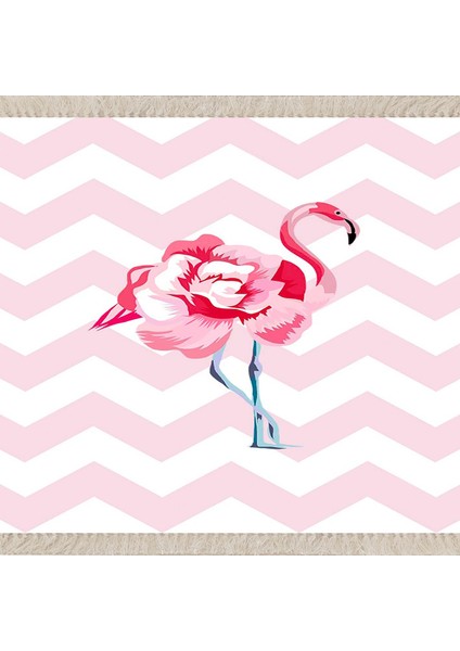 Flamingo Çiçek Desenli Dijital Baskı Yıkanabilir Kaymaz Taban Modern Salon Halı ve Yolluk