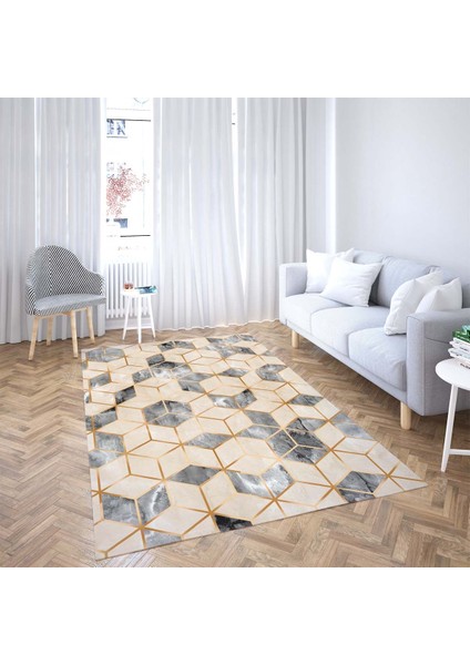 Bal Peteği Desenli Dijital Baskı Yıkanabilir Kaymaz Taban Modern Salon Halı ve Yolluk fiyatları