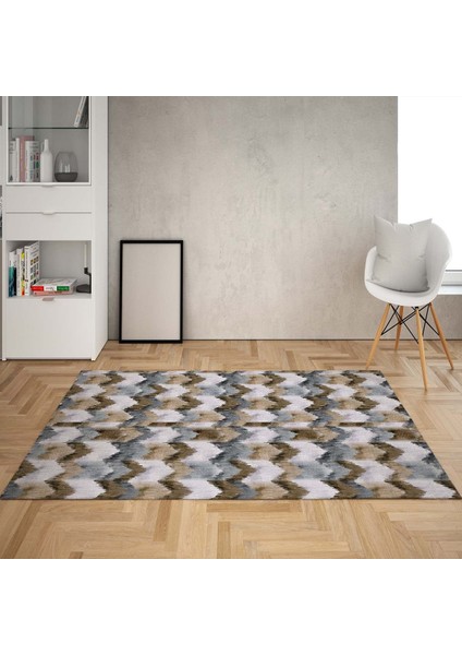 Batik Desenli Renk Geçişli Dijital Baskı Yıkanabilir Kaymaz Taban Salon Halısı ve Yolluk (Kahve)