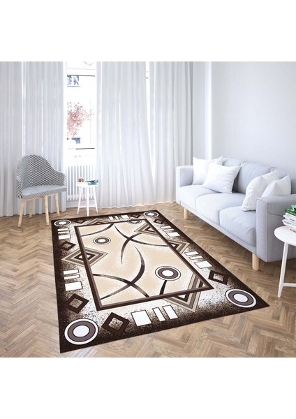 Geometrik Çember Desenli Dijital Baskı Yıkanabilir Kaymaz Taban Modern Salon Halısı Yolluk fiyatları