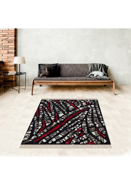 Mozaik Desenli Dijital Baskılı Kaymaztaban Yıkanabilir Modern Salon Halısı ve Yolluk