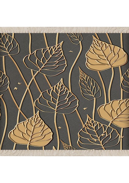 Gold Yaprak Desenli Dijital Baskılı Kaymaz Taban Modern Salon Halısı ve Yolluk fiyatları