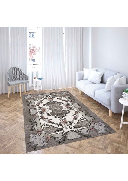 Çiçek ve Varak Desenli Dijital Baskı Yıkanabilir Kaymaz Taban Vintage Klasik Salon Halısı fiyatları