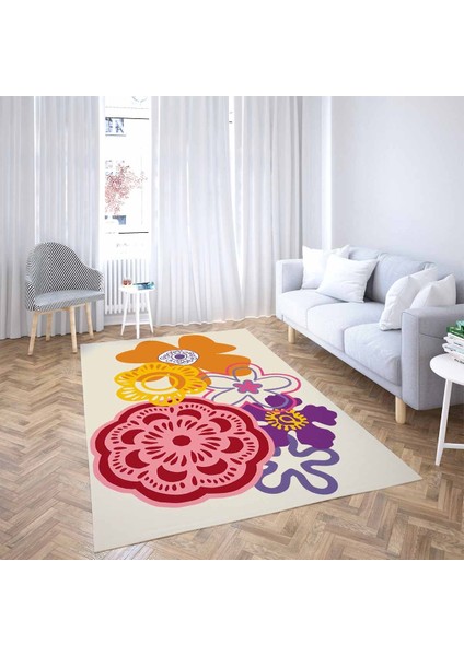 Çiçek Desenli Çerçeveli Dijital Baskı Yıkanabilir Kaymaz Taban Vintage Salon Halı ve Yolluk fiyatları