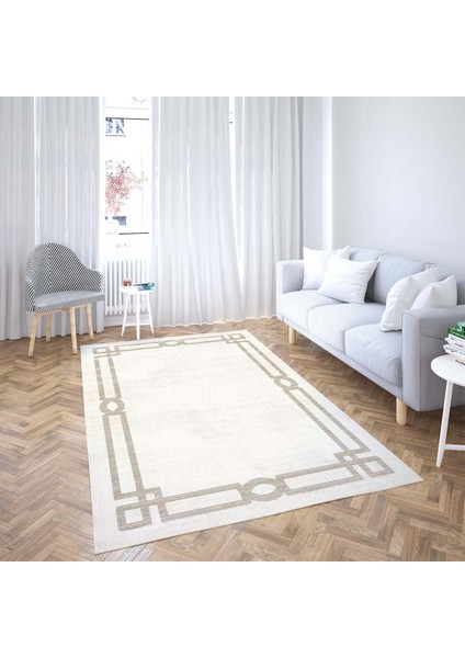 Çerçeveli Modern Dijital Baskı Yıkanabilir Kaymaz Taban Salon Halısı ve Yolluk