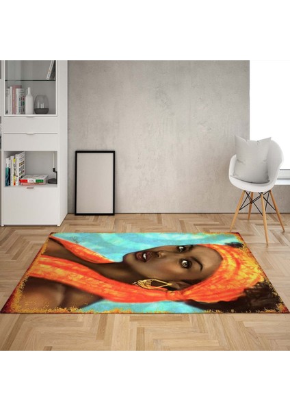 Afrika Desenli Afrikalı Kadın Halı Dijital Baskı Yıkanabilir Modern Salon Halı ve Yolluk