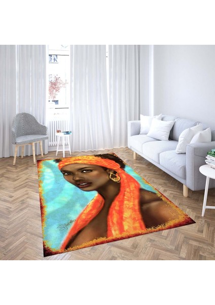 Afrika Desenli Afrikalı Kadın Halı Dijital Baskı Yıkanabilir Modern Salon Halı ve Yolluk fiyatları