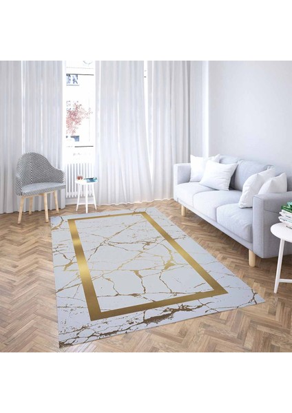 Mermer Desenli Yıkanabilir Kaymaz Taban Leke Tutmaz Modern Salon Halısı ve Yollu (Grigold) fiyatları