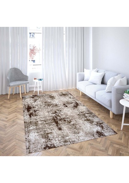 Batik Desenli Renk Geçişli Dijital Baskı Yıkanabilir Kaymaz Taban Salon Halısı ve Yolluk (Kahve) fiyatları