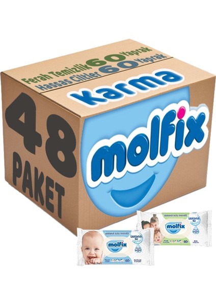 Islak Havlu Mendil Izotonik Karma 48'li Set (Ferah Temizlik-Hassas Cilt)