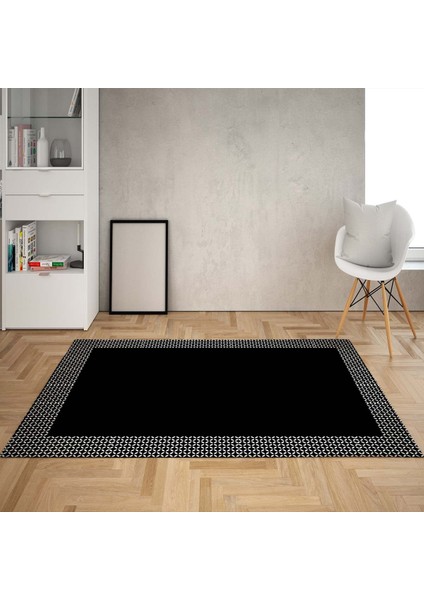 Geometrik Çerçeve Desenli Dijital Baskı Yıkanabilir Kaymaz Taban Modern Salon Halısı ve Yolluk Mavi