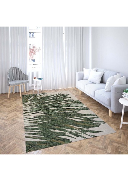 Yeşil Yaprak Desenli Dijital Baskılı Kaymaz Taban Leke Tutmaz Modern Salon Halısı ve Yolluk fiyatları