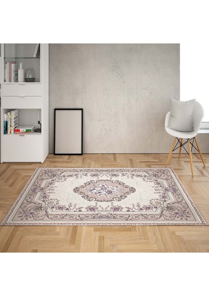 Osmanlı Motifler Şal Desenli Etnik Dijital Baskı Yıkanabilir Kaymaz Taban Eskitme Salon Halısı