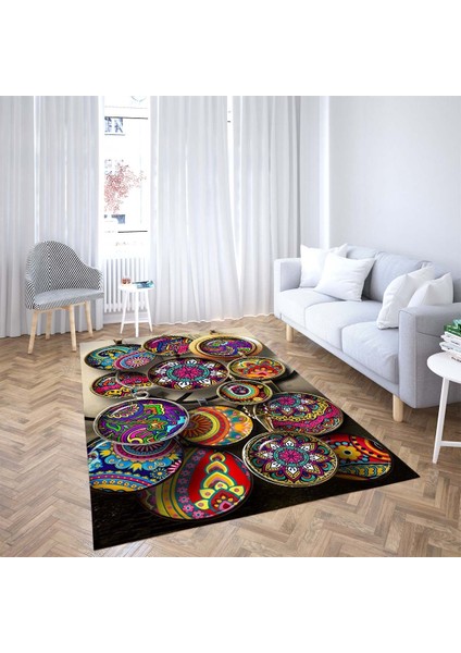 Mandala Desenli Dijital Baskı Yıkanabilir Kaymaz Taban Modern Salon Halısı ve Yolluk fiyatları