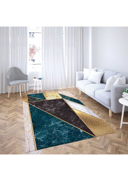 Geometrik Blok Mermer Desenli Dijital Baskı Yıkanabilir Kaymaz Taban Modern Salon Halı ve Yolluk fiyatları