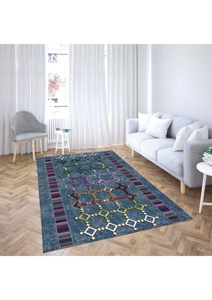 Geometrik Renk Blok Desenli Dijital Baskı Yıkanabilir Kaymaz Taban Modern Salon Halısı ve Yolluk fiyatları