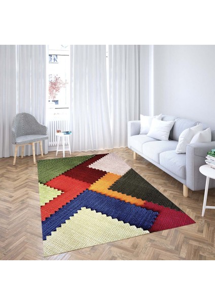 Renk Bloklu Dijital Baskı Yıkanabilir Kaymaz Taban Modern Salon Halısı ve Yolluk fiyatları