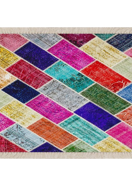Kilim Desenli Renk Bloklu Etnik Dijital Baskı Yıkanabilir Kaymaz Taban Modern Salon Halı ve Yolluk fiyatları