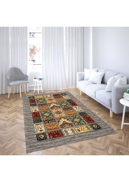 Etnik Motifler Desenli Dijital Baskı Yıkanabilir Kaymaz Taban Modern Halısı ve Yolluk (Gri) fiyatları