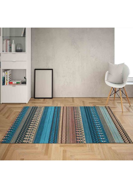 Kilim Desenli Etnik Dijital Baskı Yıkanabilir Kaymaz Taban Modern Salon Halı ve Yolluk